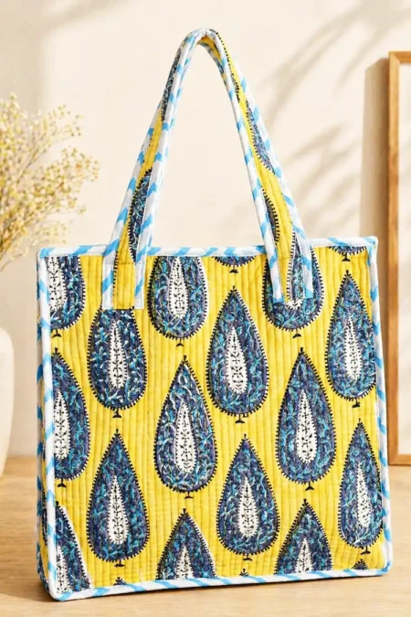 Arth-wali Handblock Sunshine Paisley Quilted Lunch Bag