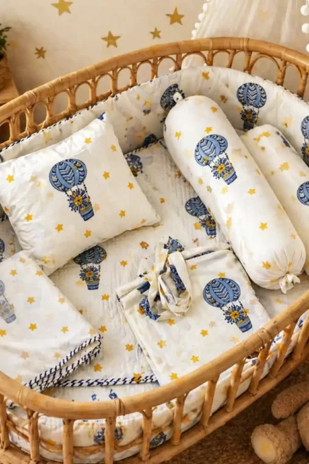 Arth-wali Handblock Dream Balloon Quilted Infant Bedding Set of 5