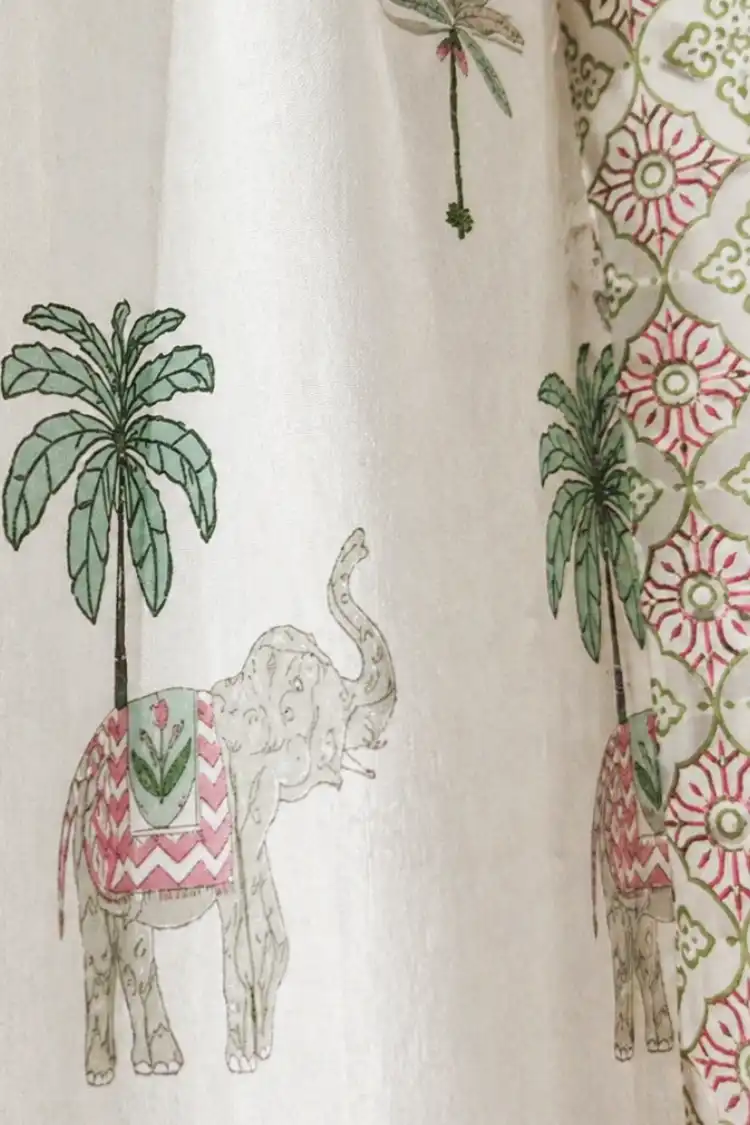 Arth-wali Handblock Jungle Palm Elegance Curtain - Image 2
