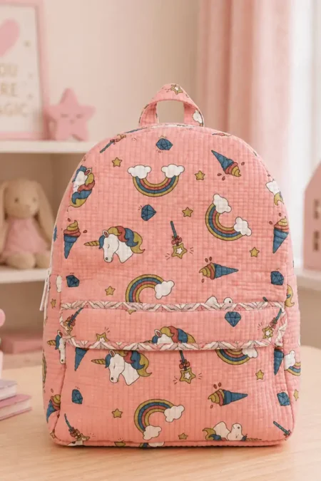 Arth-wali Handblock Little Tales Quilted Backpack
