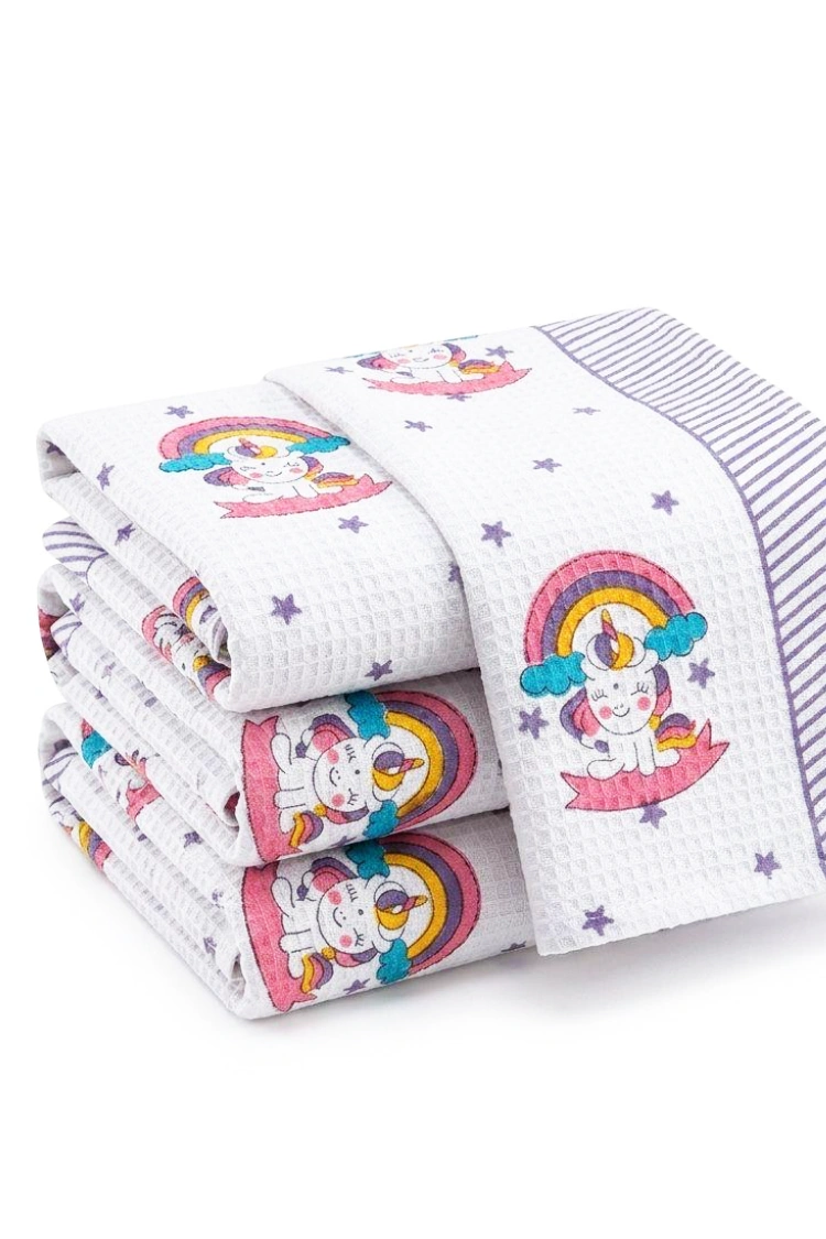 Arth-wali Handblock Unicorn Dreams Waffle Kids Towel - Image 2