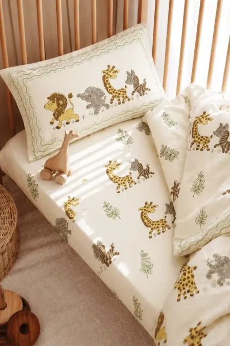 Arth-wali Handblock Jungle Safari Friends Premium Kids Bedsheet