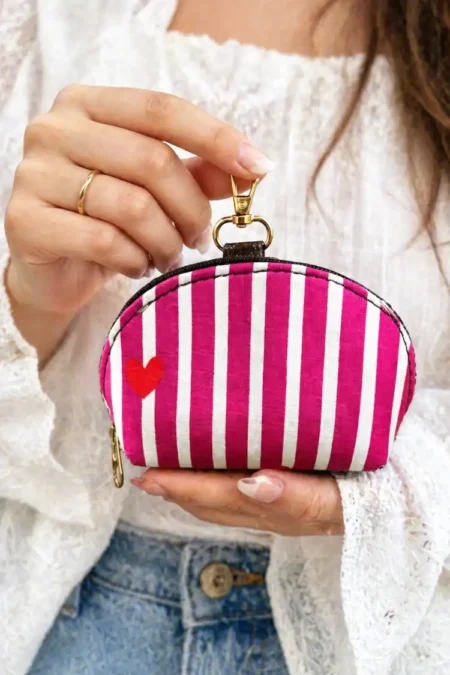 Arth-wali Handblock Candy Stripe Love Coin Pouch