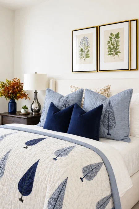 Arth-wali Handblock Indigo Leaf Serenity Luxe AC Quilt (Razai)