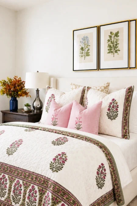 Arth-wali Handblock Mughal Rose Buti Luxe AC Quilt (Razai)