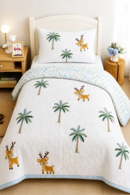 Arth-wali Handblock Forest Fawn Bliss Kids AC Quilt