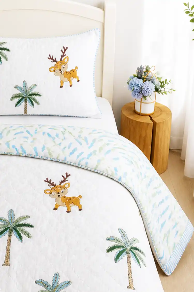 Arth-wali Handblock Forest Fawn Bliss Kids AC Quilt - Image 2