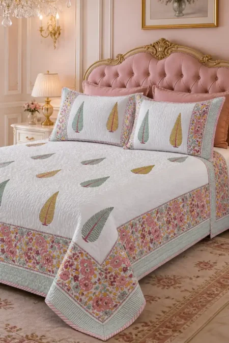 ArthWali Luxe Bedsheet & Quilted Bedcover Set