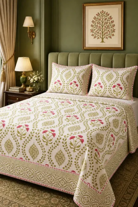 ArthWali Handblock Bedsheet & Dohar Combo